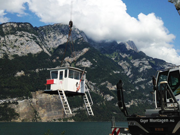 August 2014, Rückbau Kiesschiff, Walensee